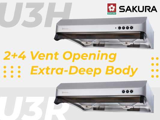 2+4 Suction Vents with Extra-Deep Body | Sakura U3R & U3H Range Hood