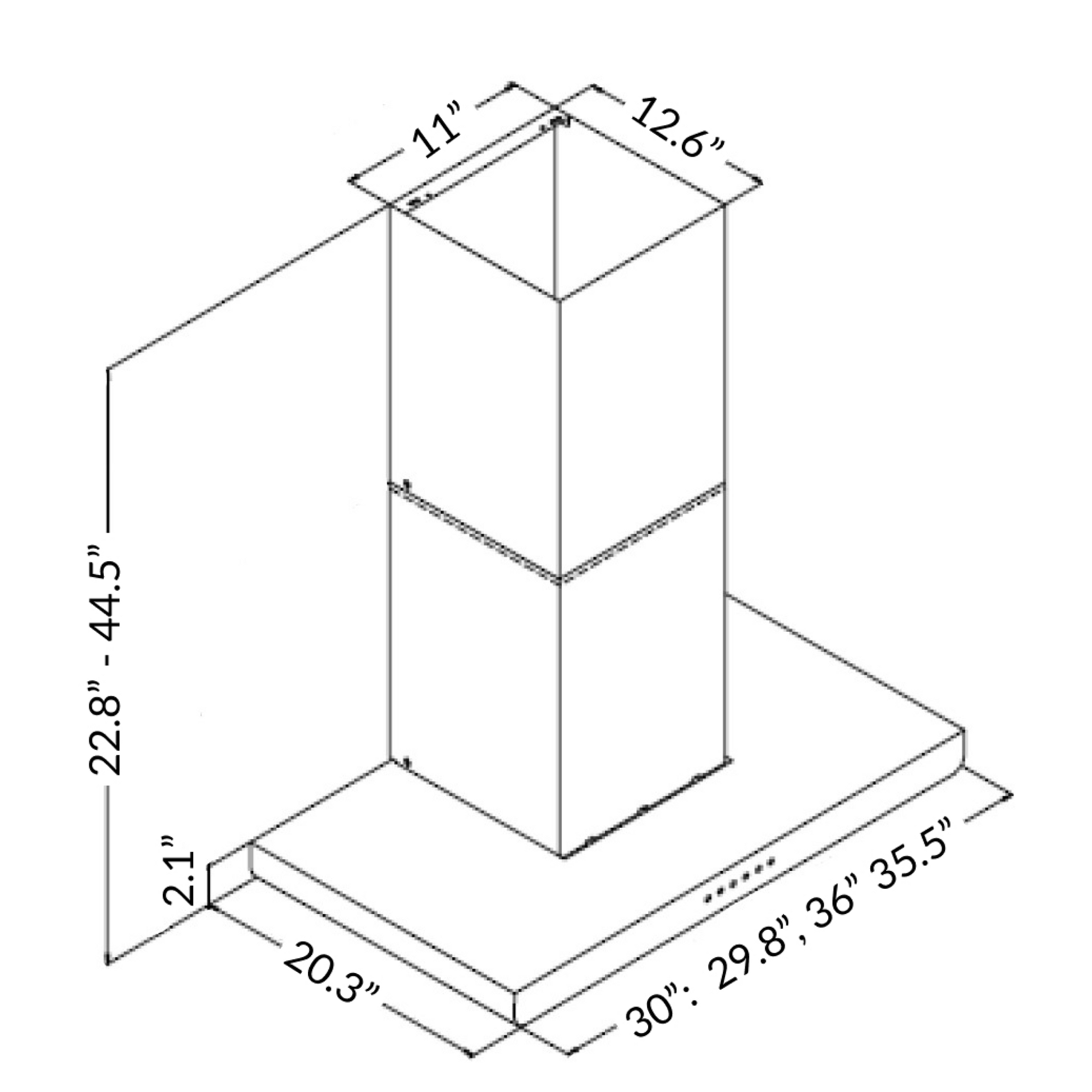 M-3000 Series Sakura 30" or 36" Wall-mount Chimney Range Hood