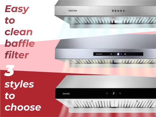 Easy-to-clean baffle filter 3 styles to choose - R3311 Series Range Hood