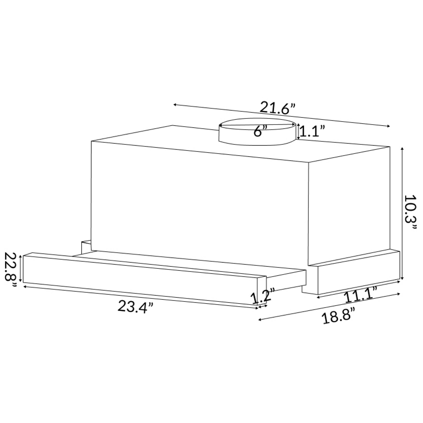 SA-1000 Sakura 24" Slide Out Range Hood