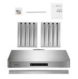 B53A Sakura 30" or 36" Range Hood with Chimney Flue - Stainless Steel - Made in Taiwan